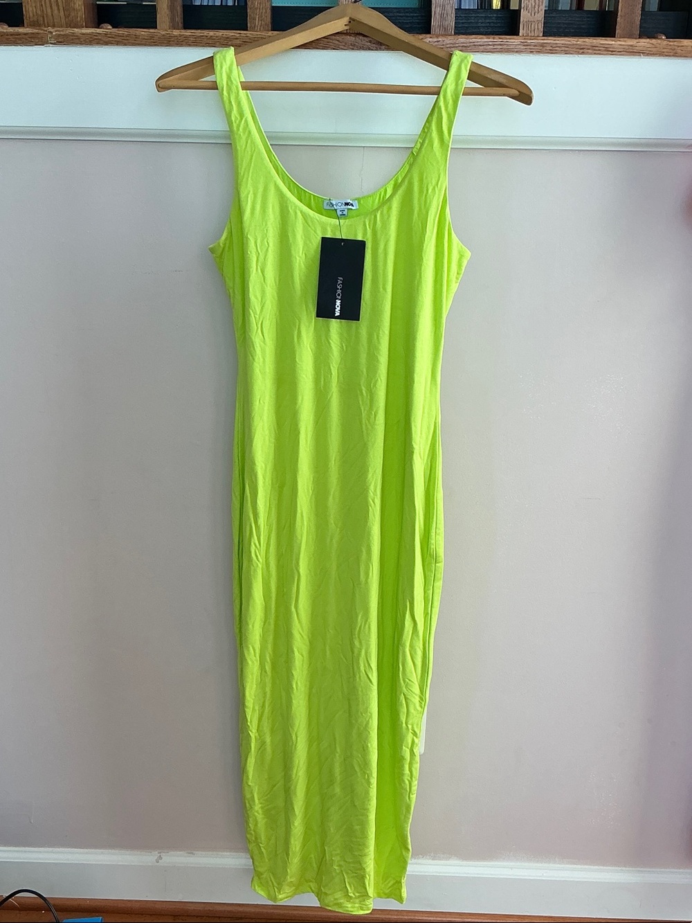 Fashion Nova Neon Lime Sleeveless Maxi Dress